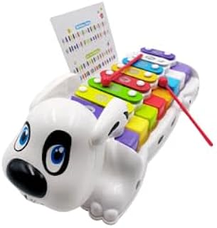 لعبة الكسيليفون الموسيقية للأطفال، بيانو بلاستيكي متعدد الألوان، شكل كلب، ٨ مفاتيح