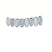 3. Rhinestone-Studded Stainless Steel Grillzs With Blue Zirconia 8-Tooth Design For Celebrations Body Jewelry For Weddings