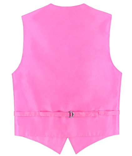 Mens SLIM FIT Dress Vest Skinny NeckTie HOT PINK FUCHSIA 2.5" Neck Tie Hanky Set2