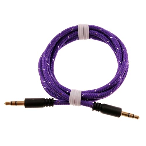 Cable auxiliar jack 3.5mm trenzado color morado 1 m