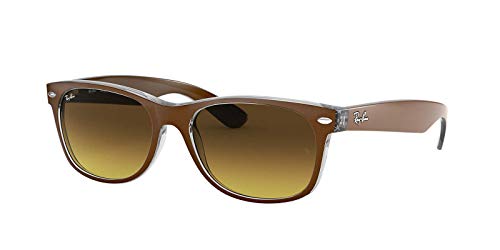 Ray Ban RB2132 New Wayfarer Sonnenbrille 52 mm, Mehrfarbig (Gestell: braun/transparent, Gläser: braun verlauf 614585), 52 mm