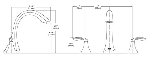 Moen Eva Brushed Nickel Transitional Two-Handle Deck Mount Roman Tub Faucet Trim Kit, Valve Required, T943BN by Moen - Image 3