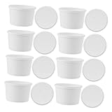 TOYANDONA 25 juegos Vasos de Papel Blanco con Tapa para Helado Papas y Guarniciones Desechables y Prácticos para Eventos y Uso Diario