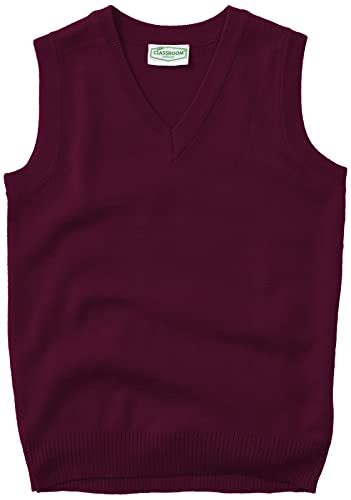 CLASSROOM Little Boys' Uniform Sweater Vest, Burgundy, Small