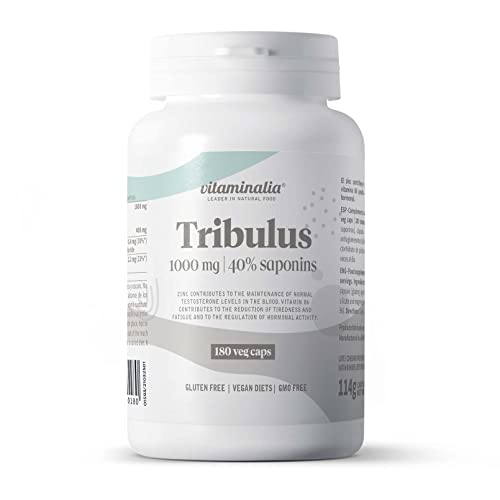 Tribulus Terrestris 1000mg de Vitaminalia | Extracto 4:1 Con el 40% Saponinas | Suplemento Dietético para 3 Meses | Con Vitamina B6 + Zinc | Vegano, Sin OGM, Sin Gluten | 180 Cápsulas Vegetales Cover