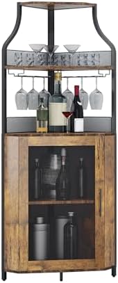 Upgrade 5-Tier Storage Liquor Cabinet, Corner Wine Bar Cabinet wi...