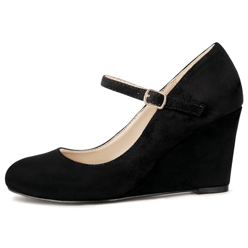Womens Wedge Pumps with Ankle Strap for Dressy Ladies Mary Jane Shoes Closed Toe Wedges Heels for Women4