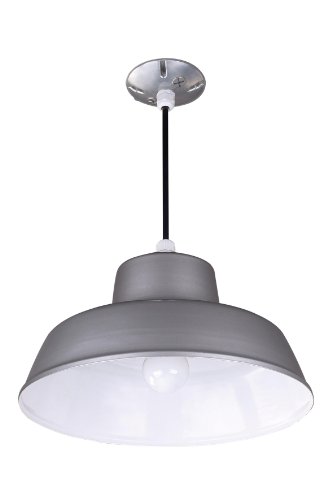 Canarm 1-Light Oudoor Pendant Light, 15-Inch Width Aluminum Finish, Durable Damp Rated Fixture for Indoors or Outdoors