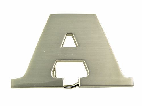 Stainless Steel "A" Initial Buckle & Genuine Black Leather Belt (40 in or 44 in)2