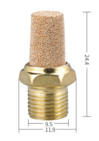 Silenziatore G 3/8, bronzo sinterizzato, filettatura in ottone