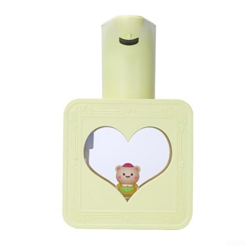 Durashmall Distributeur automatique de savon moussant mural avec capteur sans contact pour salle de bain et cuisine Rappel LED pour enfants (jaune citron)