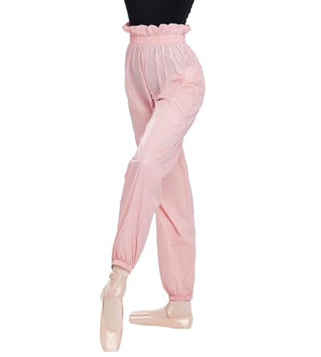 flexdans Damen Ripstop Pant Hose, Leichte, Dünne Hochtaillierte Aufwärmhose Balletthose für Mädchen Damen 9350 Pink M