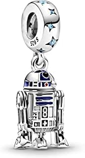 Star and Wars R2 D2 Sterling Silver 925 Silver Dangle Charm Compatible with Pandora Charms, Trollbeads, Chamilia, Biagi and Many Other UK Charm Bracelets.