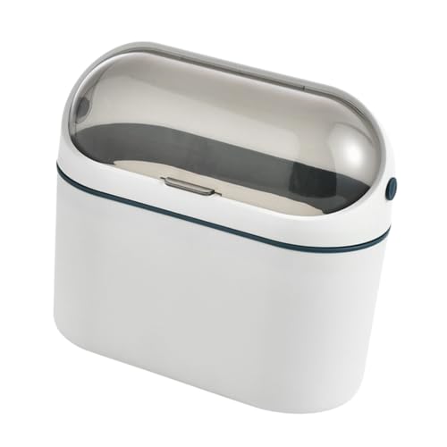 STOBAZA Bidone Della Spazzatura Da Parete Tavolo Con Coperchio Pattumiera Plastica Robusta Per Cucina e Bagno Design Appeso Compatto Colore Blu Scuro