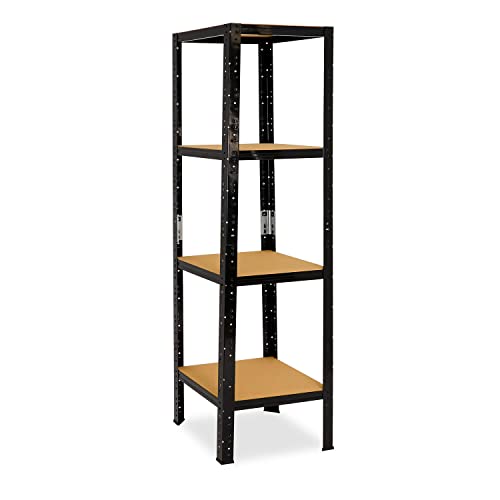 shelfplaza® 180x45x45cm Black Étagère Charge Lourde / Meuble Etagere Noir Metal avec 4 Niveaux / capacité Charge 175kg / Meuble Etagere Metal Noir comme étagère Rangement ou étagère Garage Cover