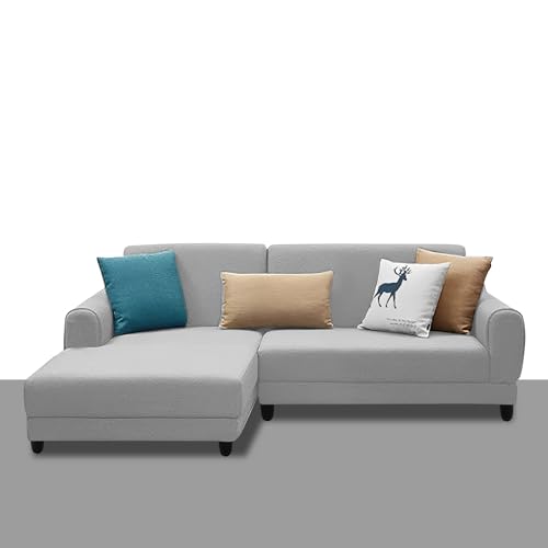 Image of Kraven LHS 4 Seater L Shape Sofa Set for Living Room (Grey Fabric) Premium Fabric Sofa
