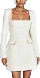 Design chic avec une touche moderne : dotée d'une silhouette trapèze flatteuse, de manches longues et de délicats accents de strass, cette robe courte combine une ambiance vintage avec un style tendance. Disponible en blanc classique, rouge vif ou noir élégant, c'est une pièce polyvalente qui convient aux cocktails, aux bals, aux occasions formelles et même aux looks quotidiens.