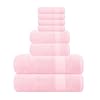 GLAMBURG Ultra Soft 8-Piece Towel Set – 100% Pure Ringspun Cotton, Contains 2 Oversized Bath Towels 27×54, 2 Hand Towels 16×28, 4 Wash Cloths 13×13 – Ideal for Everyday use, Hotel & Spa – Pink