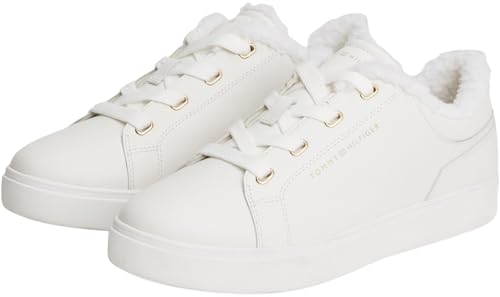 Tommy Hilfiger Baskets Cuvette Femme Casual Fourrées, Blanc (Ecru), 40