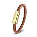 USB Charging Bracelet Cable Fashion Double Braided Leather Wrist Data Charger Cord (Black L（8.2"）)