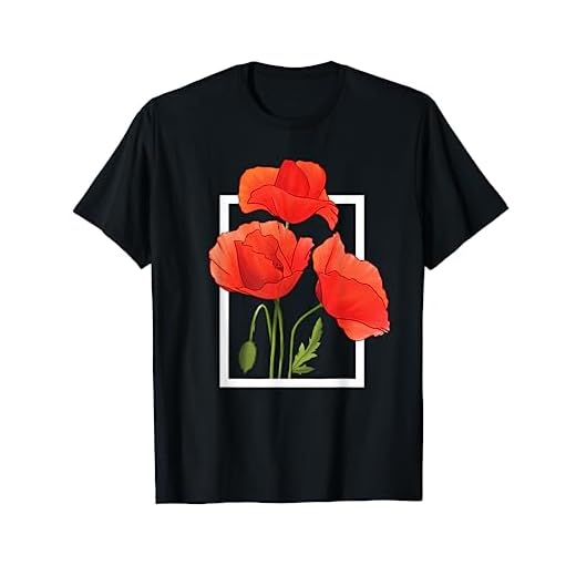 Amapola Flor Acuarela Naturaleza Hojas Camiseta