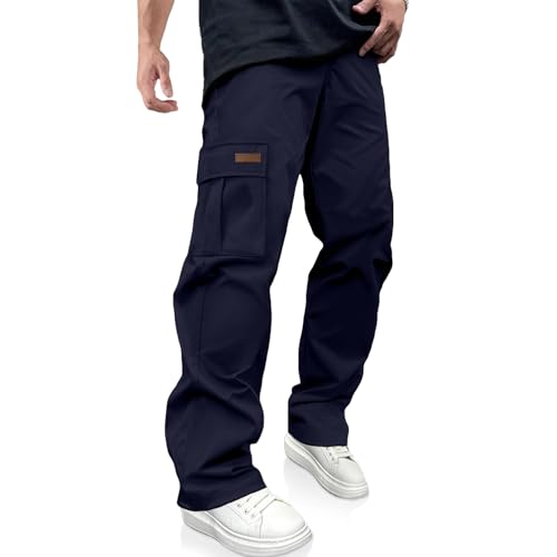 PLEPAN Men's Cargo Pants Blue XL