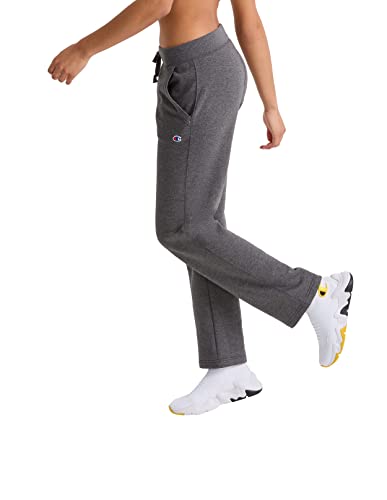 Champion Womens Powerblend Open Bottom Sweatpants, Granite Heather, X-Small Us #TOP2