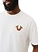 True Religion Men's Short Sleeve Chain Embroidered Tee – Stylish Design with Premium Embroidery- Optic White - Large