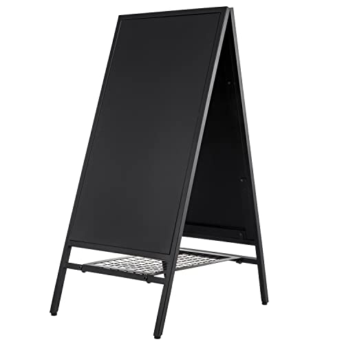 Mygift 30 Inch Tall Industrial Matte Black Metal Chalkboard Dual-Sided A-Frame Easel - Freestanding Double Sided Erasable Sidewalk Chalk Board Sign #TOP3