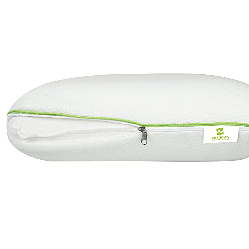 Image of Cushows Slim Orthopedic Memory Foam Pillow Lightweight Ergonomic Cervical Pain Relief Pillow with Washable Cover Neck and Back Support Comfortable Sleeping Classic Bed Pillow 17x27x4.5 inch Pack of 2