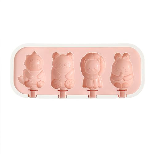 Moldes de silicona para helados, moldes de paletas de helado libres de BPA, silicona de grado alimenticio, moldes reutilizables para helados DIY creativos (animales)