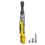 ADOTOCAM 3/8' Cordless Ratchet Wrench for Dewalt 20V Battery(Tool Only),75FT-LBS(102N.m) Extended Electric Ratchet Wrench Set with Variable Speed, LED Light, 1/4'&1/2' Adapter,3' Extension Bar