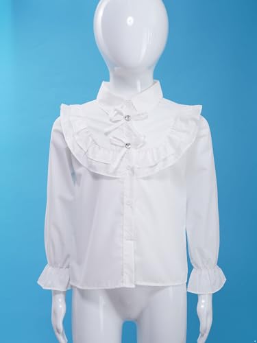 Aislor Kids Girls Long Sleeve Blouse Ruffle Button Down Uniform Dress Shirts Princess Loose Soft Casual Tops3