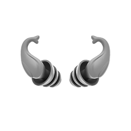 Bouchons d'Oreilles Silicone, Bouchons de Piscine Étanches, Bouchons Réutilisables pour Piscine, Natation (Gris, Standard)