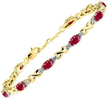 *RYLOS Spectacular Tennis Bracelet Set With Red Ruby & Diamonds - July Birthstone*