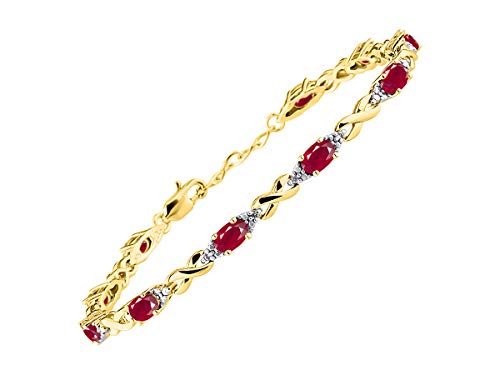 *Rylos Spectacular Tennis Bracelet Set With Red Ruby & Diamonds - July Birthstone* #TOP29