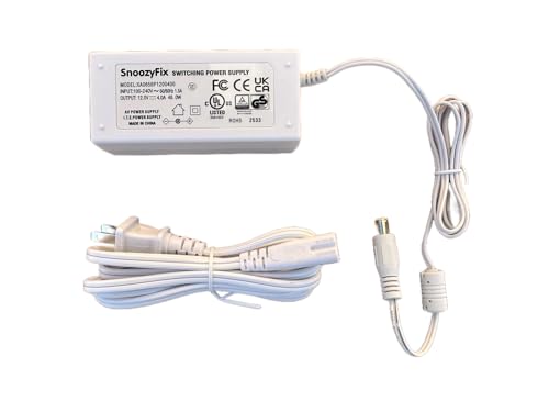 11ft Power Supply for Snoo Smart Sleeper Bassinet (All Models) – 12V 4A Charger Adapter, Compatible with Happiest Baby Snoo S1000, White Plug