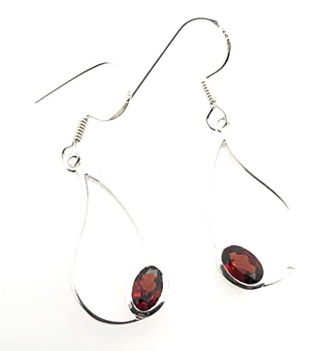 Natural 4ct Pyrope Garnet 925 Solid Sterling Silver Earrings 35mm