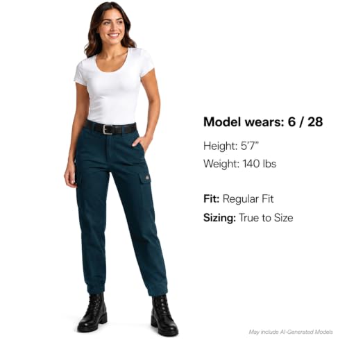Image of Dickies Womens High Rise Cotton Twill Cargo Joggers Elastic Ankle