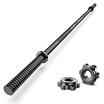 Weight Lifting Bar 57", 1" Standard Straight Barbell Bars Olympic for Home Gym Weight lifting/Strength Training/Squat/Bench Press/Deadlift/Lunges/Hip Thrusts, 2 Star Collars (480lb Weight Capacity)