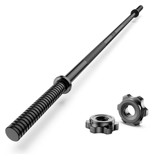 Weight Lifting Bar 57", 1" Standard Straight Barbell Bars Olympic for Home Gym Weight lifting/Strength Training/Squat/Bench Press/Deadlift/Lunges/Hip Thrusts, 2 Star Collars (480lb Weight Capacity) (Black) by DILANL - Used condition - US$36.60
