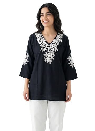 Tunique brodée bohème Ladyline en rayonne supérieure avec manches 3/4
