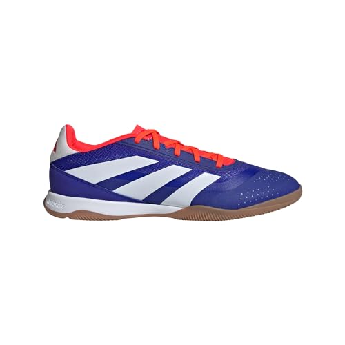 adidas Unisex Predator League Football Boots Indoor Sneaker, Lucid Blue/White/Solar Red 1, 9.5 US Men