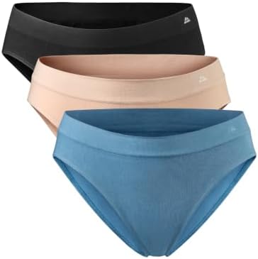 DANISH ENDURANCE Women's Seamless Bamboo Bikini Panties, Soft Bamboo Knickers, Comfortable Stretch Underwear for Everyday 3 Pack