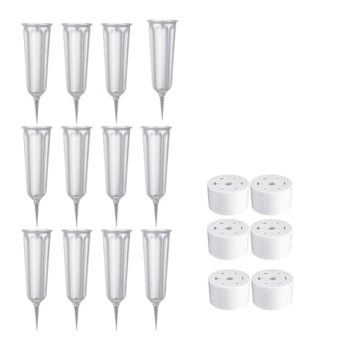 Buhdjfnke Vasi da Cimitero da 12 Pezzi con Punte Vasi Floreali Commemorativi Portafiori per Tomba Cono in Vasi da Terra con Grigi