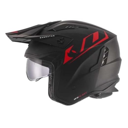 Casco Jet Sheratan con visiera parasole a scomparsa Trial Street Scooter Moto opaco (L)