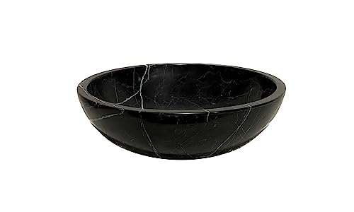 Modern Marble Vessel Sink - Round - Above Counter Bathroom Sink - 100% Real Marble - Hand Carved - Black #TOP3