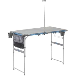 CORE Outdoor Camp Table | 4 Foot Table with Adjustable Height and Storage for Camping Accessories | Foldable & Portable for Beach, Picnic, Backyards, BBQ, Tailgate, Patio and Party