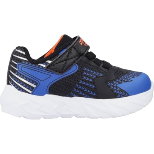 Skechers Garçon Flex-Glow Bolt baskets, Black Synthetic / Textile / Blue, Lime, & Ora, 27 EU