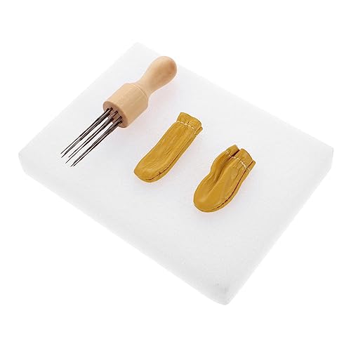 OSALADI DIY Punch Needle Felting Kit 8 Needle Punching Set Wooden Handles for Handmade Craft Random Color